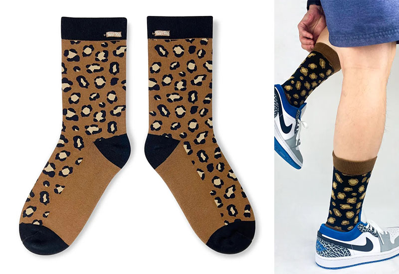 豹紋襪-黑 厚襪款(2種尺寸) 